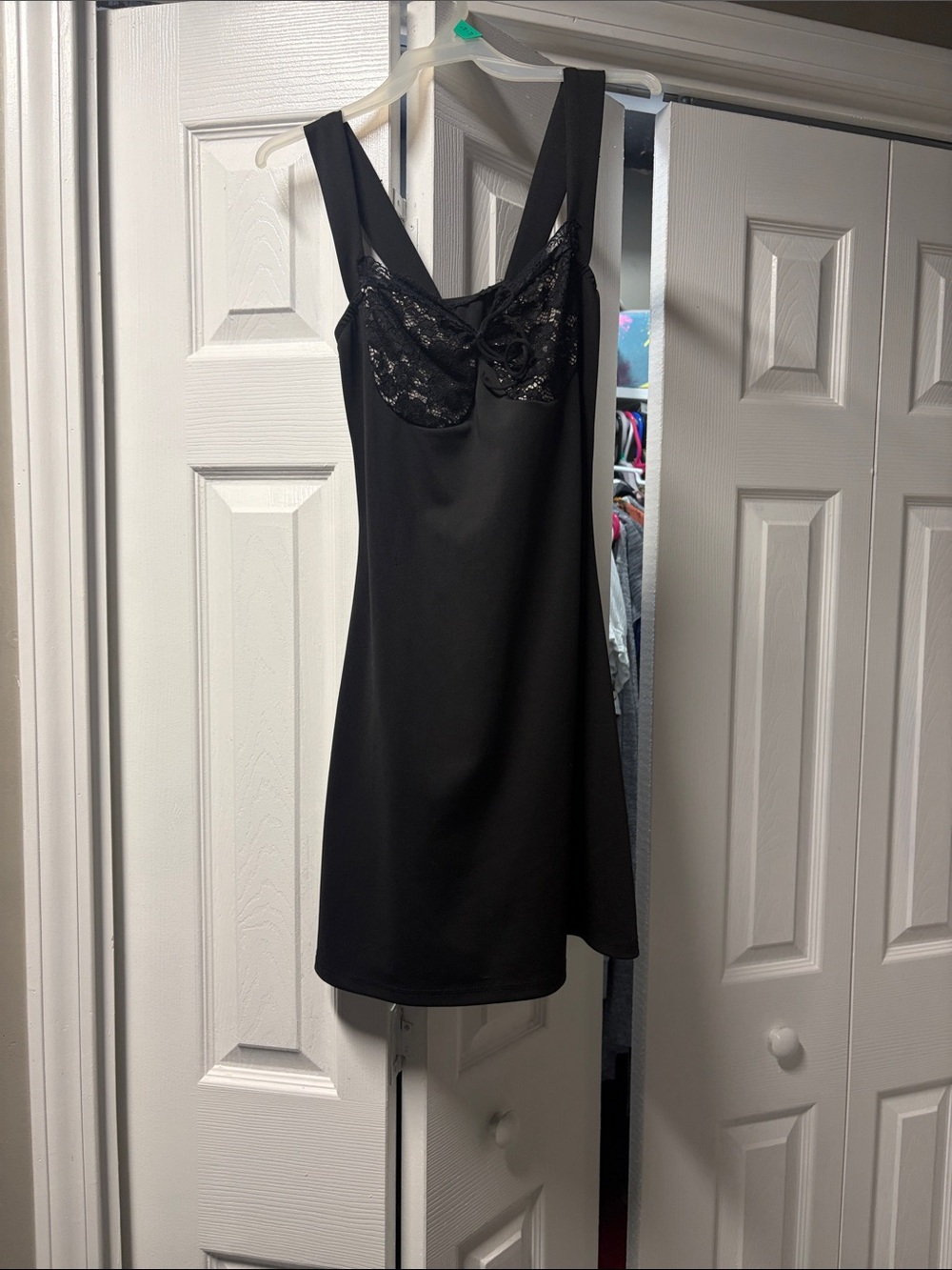 Black Slip Dress with Lace Bust